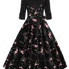 Black 1950s Christmas Bow Swing Dress