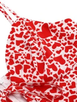 Red 1960s Heart Strap Fishtail Dress -BUNBUN Fancy Clothing Shop SCV021518 4