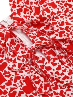 Red 1960s Heart Strap Fishtail Dress -BUNBUN Fancy Clothing Shop SCV021518 6