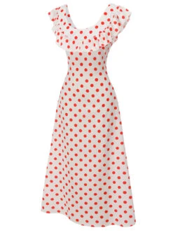 White 1930s Polka Dot Sleeveless Dress -BUNBUN Fancy Clothing Shop SCV021520 4