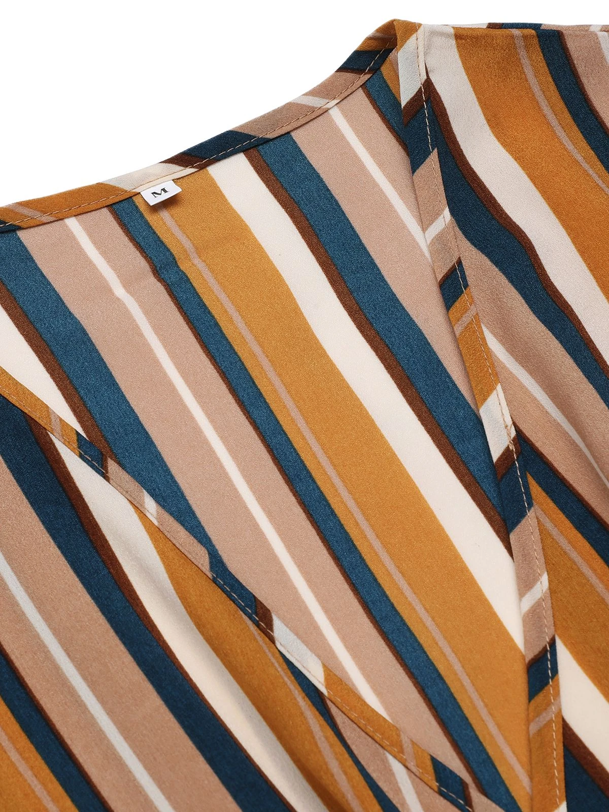 Earth Yellow 1950s Stripes Wrap Waist Dress 7 Earth Yellow 1950s Stripes Wrap Waist Dress - Image 5