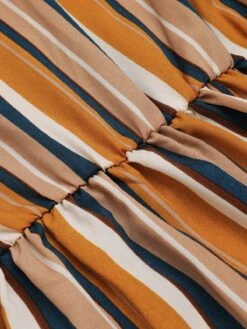 Earth Yellow 1950s Stripes Wrap Waist Dress 15 Earth Yellow 1950s Stripes Wrap Waist Dress -BUNBUN Fancy Clothing Shop SCV021566 6