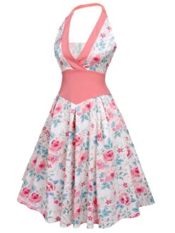Pink 1950s Halter Floral Swing Dress -BUNBUN Fancy Clothing Shop SVC016063 2 a528b10b 2617 46c7 ab9e 51a88a864f89