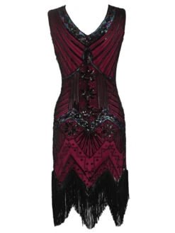 [US Warehouse] Rose Red 1920s Flapper Sequin Dress -BUNBUN Fancy Clothing Shop SVH034316 RR 3 3ffd1344 42d8 4fd5 ad76 23cb79129bca