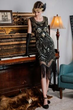 [US Warehouse] 1920s Sequined Fringe Flapper Dress -BUNBUN Fancy Clothing Shop SVH034324 B 1