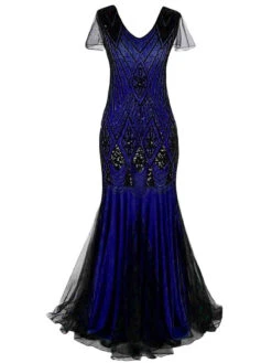 [US Warehouse] Blue 1920s Sequined Maxi Flapper Dress -BUNBUN Fancy Clothing Shop SVH034483 BBL 1 2560341f d863 41e0 8f43 584f5be2a2c6