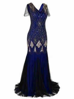 [US Warehouse] Blue 1920s Sequined Maxi Flapper Dress -BUNBUN Fancy Clothing Shop SVH034483 BL 2 b963e06a ad88 43cd 88fc 157bbb68d60d