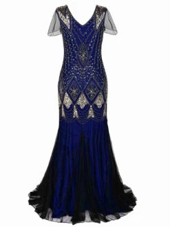 [US Warehouse] Blue 1920s Sequined Maxi Flapper Dress -BUNBUN Fancy Clothing Shop SVH034483 BL 3 b94b38a1 064c 4713 ad5e 3806f9cdef27