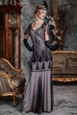 [US Warehouse] Pink 1920s Cap Sleeve Sequin Evening Dress -BUNBUN Fancy Clothing Shop SVH034483 P 3