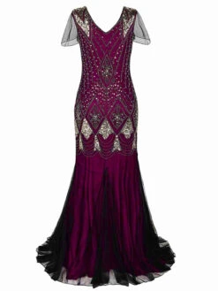 [US Warehouse] Rose Red 1920s Sequined Maxi Flapper Dress -BUNBUN Fancy Clothing Shop SVH034483 RR 3 ef910557 7318 43dd 8414 d4d463e83900