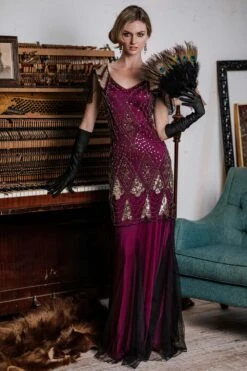 [US Warehouse] Blue 1920s Sequined Maxi Flapper Dress -BUNBUN Fancy Clothing Shop SVH034483 RR 1