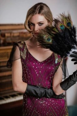 [US Warehouse] Rose Red 1920s Sequined Maxi Flapper Dress -BUNBUN Fancy Clothing Shop SVH034483 RR 2