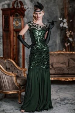 [US Warehouse] Green 1920s Sequin Maxi Flapper Dress -BUNBUN Fancy Clothing Shop SVV031525 DG 3 398f9815 d403 40bf 9fce 18109b53cb0c