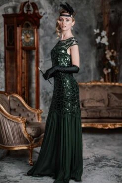 [US Warehouse] Green 1920s Sequin Maxi Flapper Dress -BUNBUN Fancy Clothing Shop SVV031525 DG 4 4aa90724 26ed 4853 b123 b40ae1c390ae