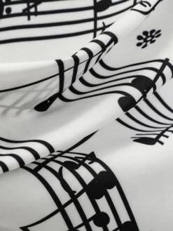 White 1950s Music Note Swing Dress 9 White 1950s Music Note Swing Dress -BUNBUN Fancy Clothing Shop SVV031902 W 6