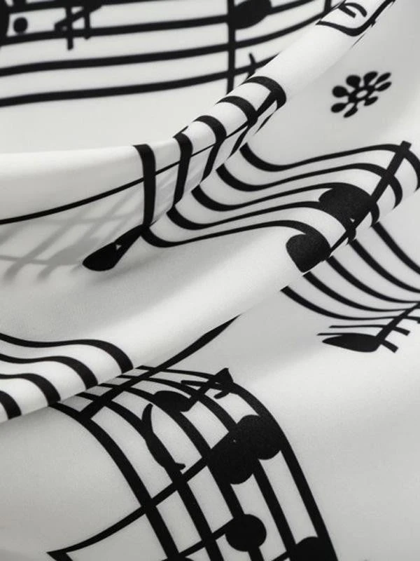 White 1950s Music Note Swing Dress 6 White 1950s Music Note Swing Dress - Image 4