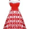 Red 1950s Furry Strap Swing Dress -BUNBUN Fancy Clothing Shop mmexport1635927888026 1 1